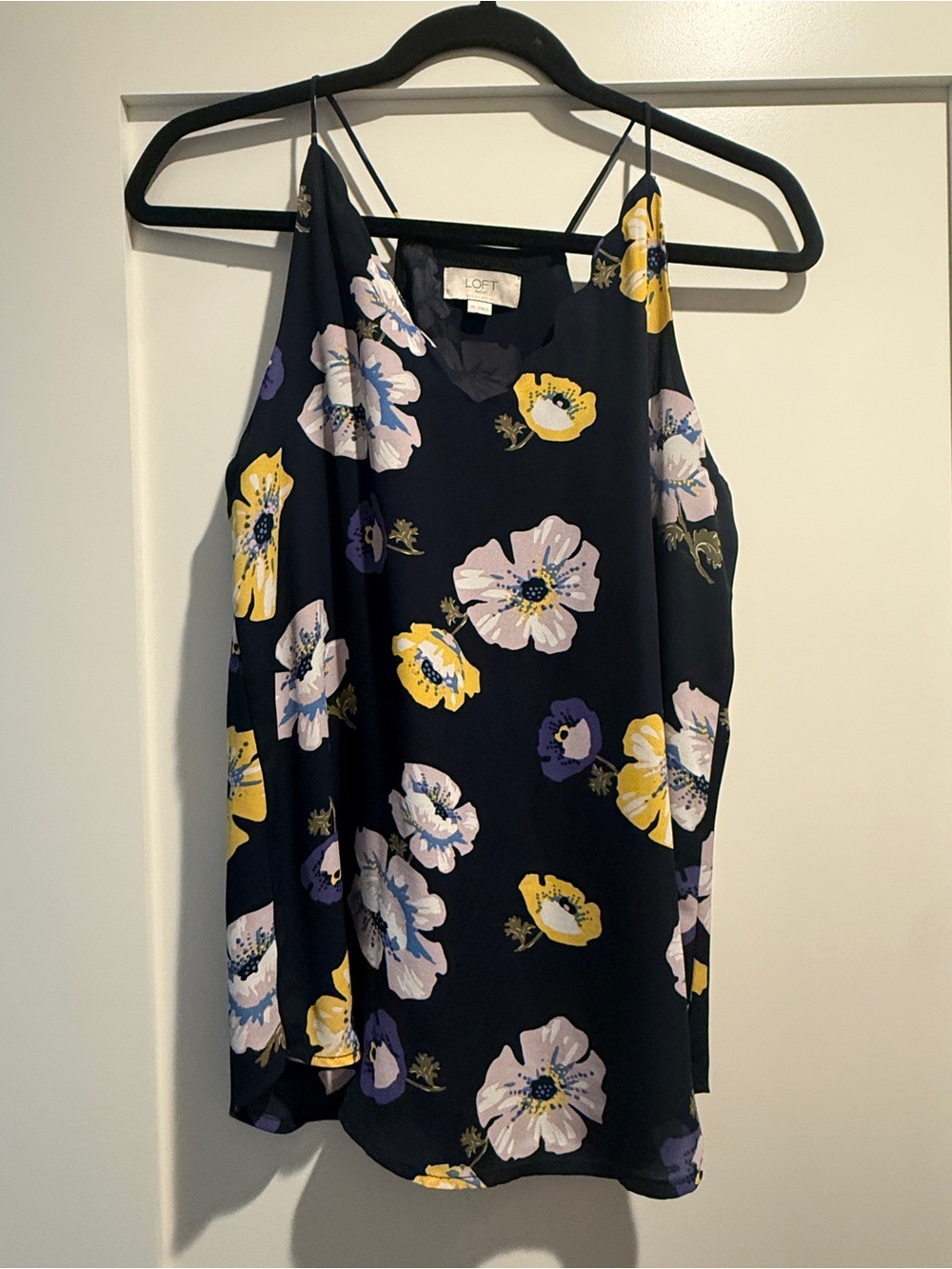 LOFT outlet Navy Floral Spaghetti-Strap Camisole — Yellow & Lavender Print